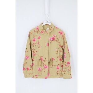 A Loves A Women Size Small Green Pink Floral Cinched Waist Long Sleeve Jacket